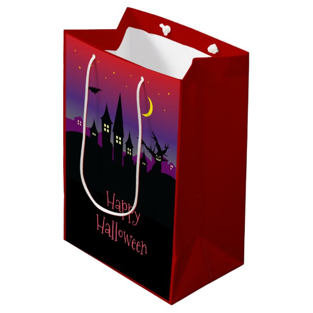 Sac Cadeau Moyen Halloween Spooktacular Déplaisant Haunted Castle P (Devant Angle)