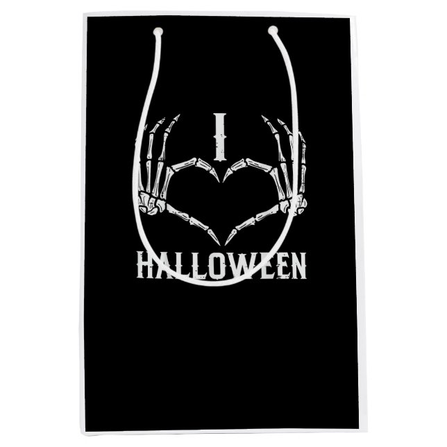 Sac Cadeau Moyen Halloween Squelette Mains Coeur mignonne Femmes Fi (Devant)