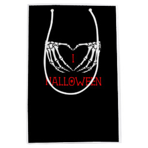 Sac Cadeau Moyen Halloween Squelette Mains Formant Coeur Gothique