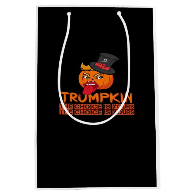 Sac Cadeau Moyen Halloween Trumpkin éffrayant Haut Chapeau et langu (Devant)