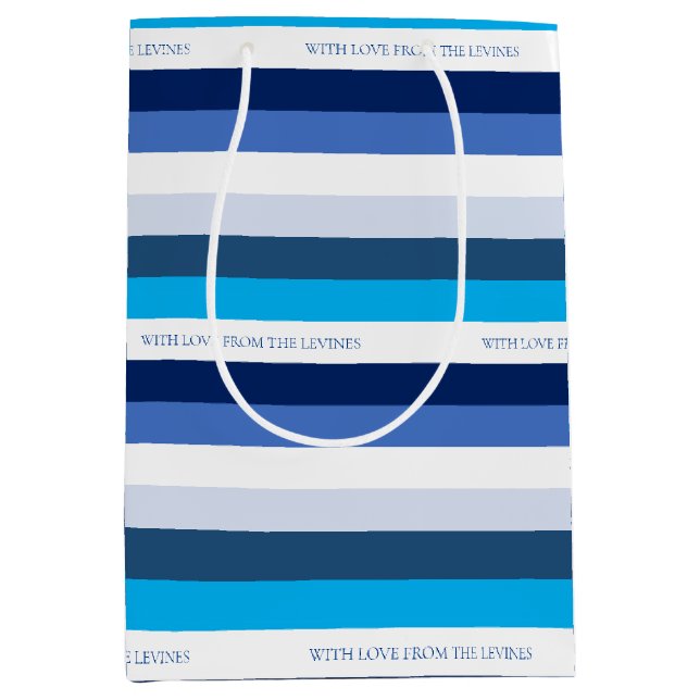 Sac Cadeau Moyen Hanoukka Stripe personnalisée (Devant)