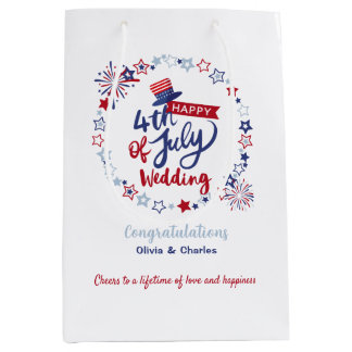 Sac Cadeau Moyen Happy 4th of July Wedding Congratulations Custom 