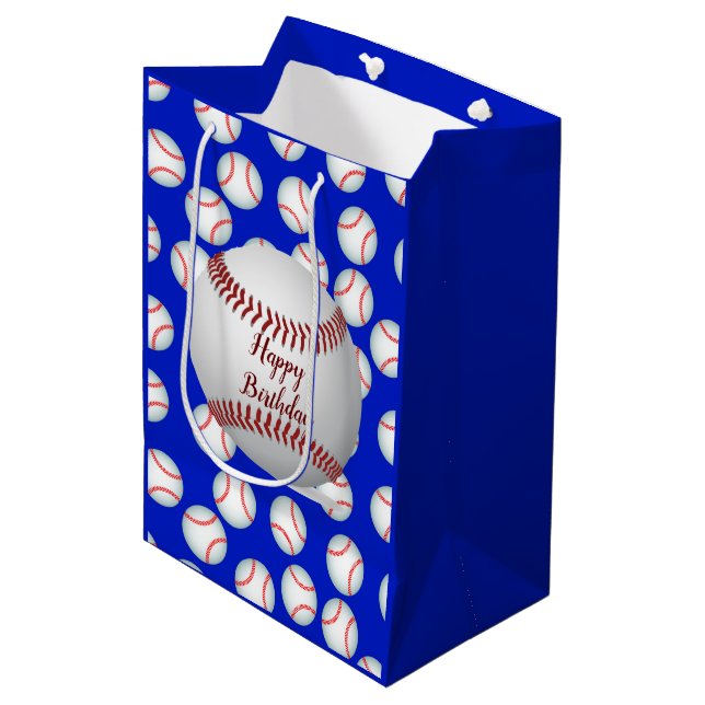 Sac Cadeau Moyen Happy Birthday Baseball (Devant Angle)