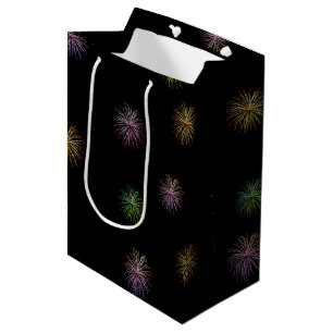Sac Cadeau Moyen Happy Birthday fireworks on black