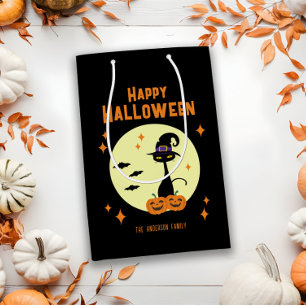 Sac Cadeau Moyen Happy Halloween Chat noir personnalisé