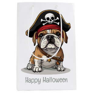 Sac Cadeau Moyen Happy Halloween Pirate English Bulldog