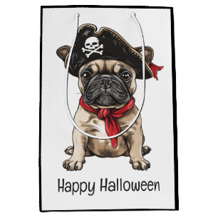 Sac Cadeau Moyen Happy Halloween Pirate French Bulldog