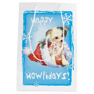 Sac Cadeau Moyen Happy Howlidays Chinese Crested