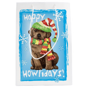 Sac Cadeau Moyen Happy Howlidays Chocolate Lab