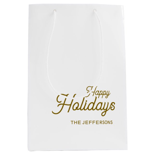 Sac Cadeau Moyen Happy New Year Merry Christmas Seasonal Family (Devant)