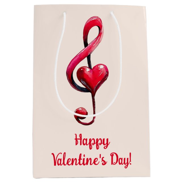 Sac Cadeau Moyen Happy Valentine’s Day Music of Love (Devant)