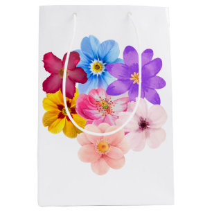 Sac Cadeau Moyen Harmonie de printemps - Bouquet de fleurs mixtes à