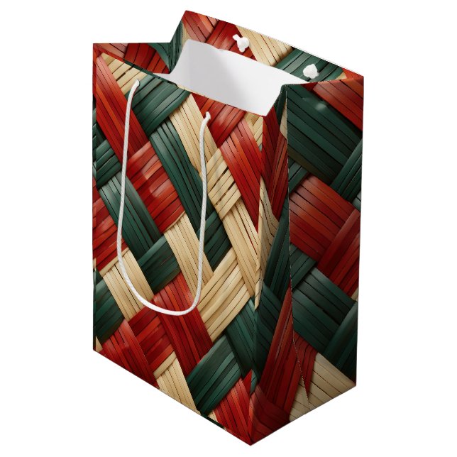 Sac Cadeau Moyen Harmonie Tribal-African Basket Weave Festive Desig (Devant Angle)