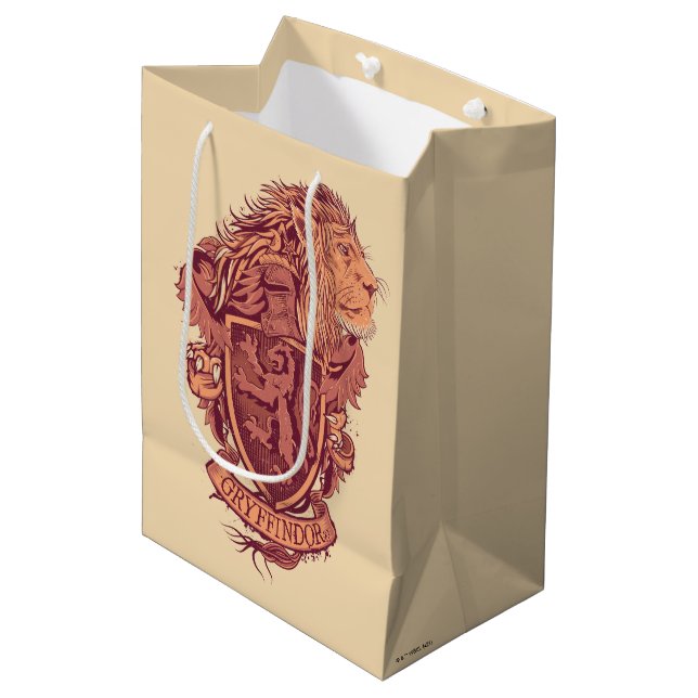 Sac Cadeau Moyen Harry Potter | Gryffindor Lion Crest (Devant Angle)