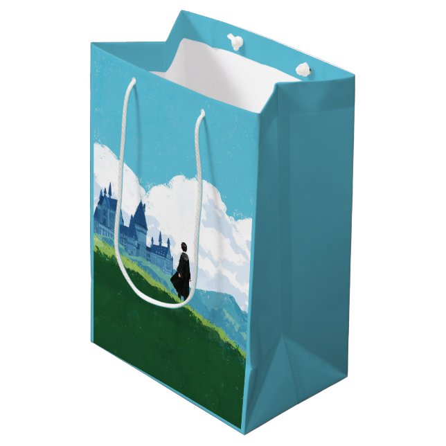 Sac Cadeau Moyen HARRY POTTER™ Surplombant le château HOGWARTS™ (Devant Angle)