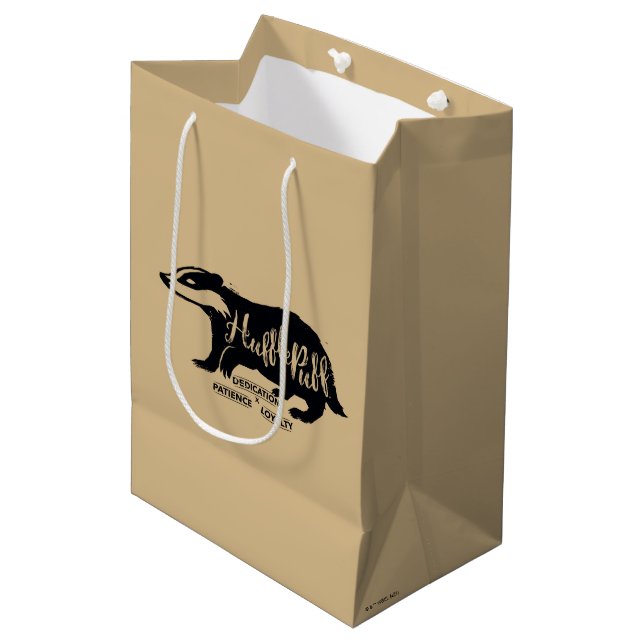Sac Cadeau Moyen Harry Potter | Typographie de silhouette HUFLEPUFF (Devant Angle)