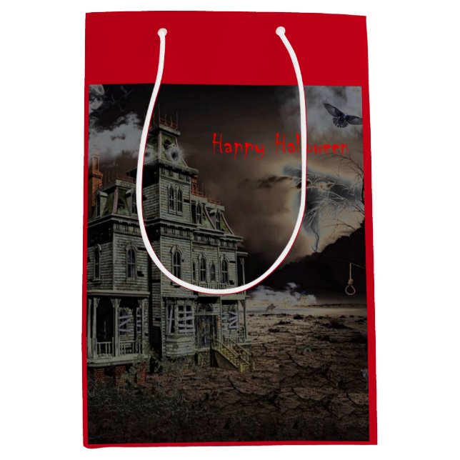 Sac Cadeau Moyen Haunted House Halloween (Devant)