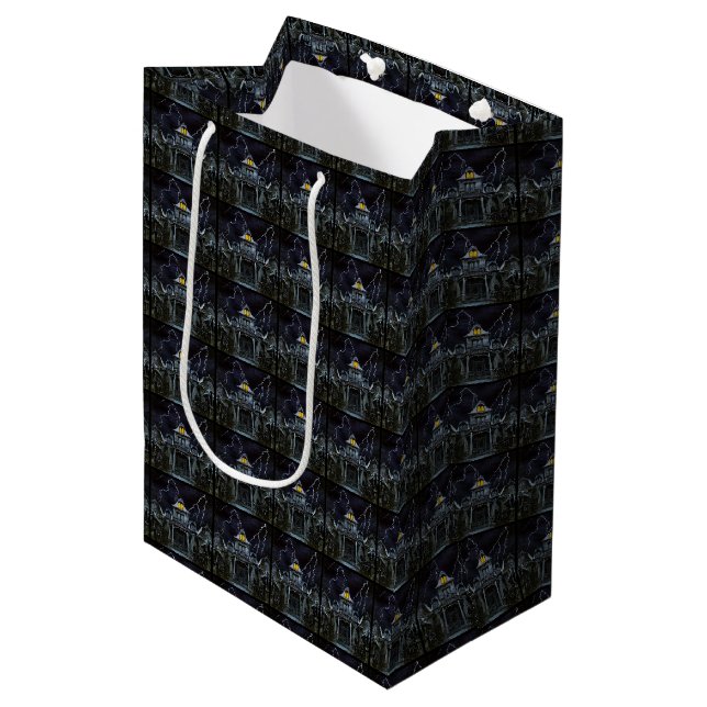 Sac Cadeau Moyen Haunted House Halloween (Devant Angle)