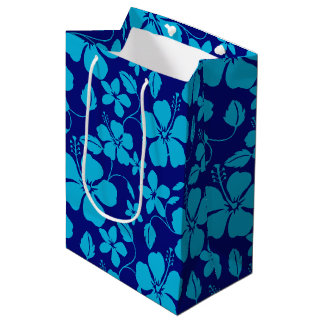 SAC CADEAU MOYEN HAWAIIAN HULA (HIBISCUS) DARK/LIGHT BLUE