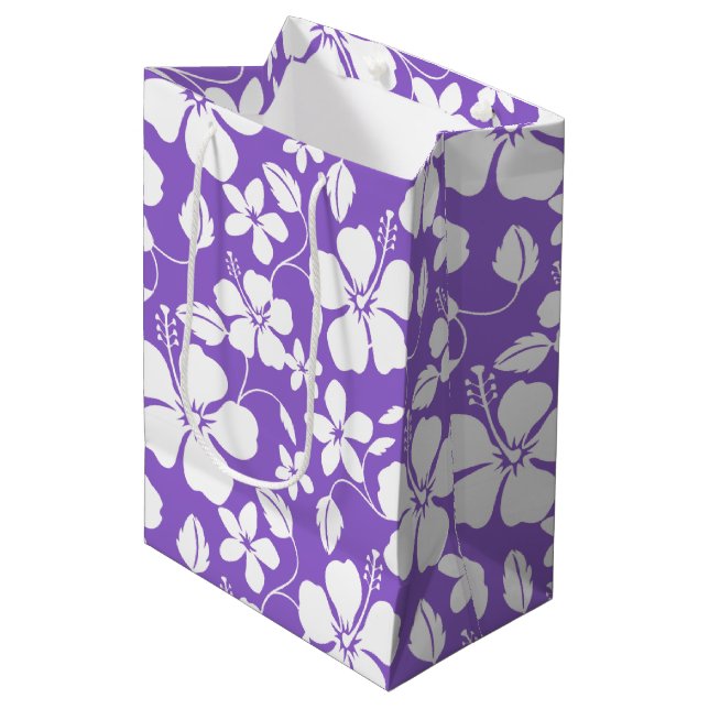 SAC CADEAU MOYEN HAWAIIAN HULA (HIBISCUS) LUMIÈRE PURPLE (Devant Angle)