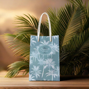 Sac Cadeau Moyen Hawaiian Palm Tree Silhouette Motif Turquoise ID10