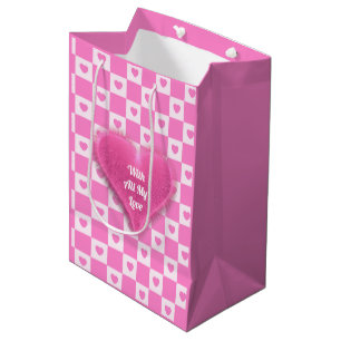 Sac Cadeau Moyen Heart Modern Pink Love Collection