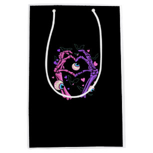 Sac Cadeau Moyen Heart Skeleton Mains - Halloween Pastel Goth Eyeba