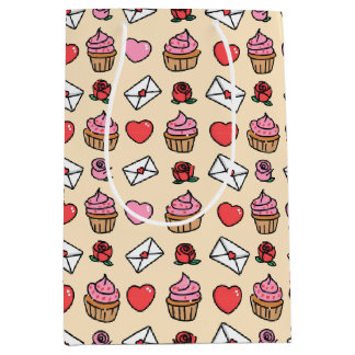 Sac Cadeau Moyen Hearts and Cupcakes Wrapping Paper