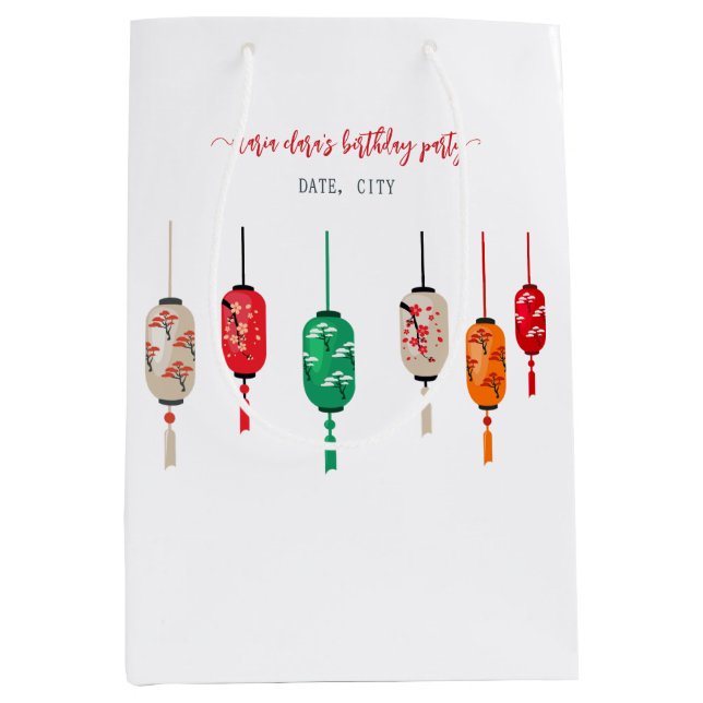 Sac Cadeau Moyen Hibachi Japonais Lanterns Chef fête d'anniversaire (Devant)