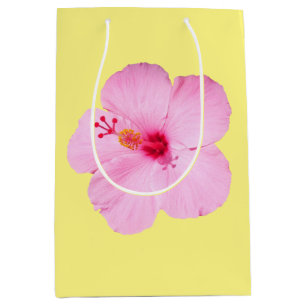 Sac Cadeau Moyen Hibiscus rose Fleur tropicale