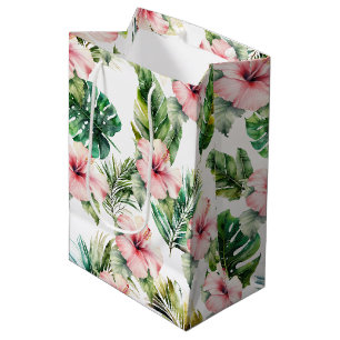 Sac Cadeau Moyen Hibiscus rose tropical