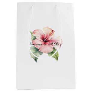 Sac Cadeau Moyen Hibiscus tropicaux rose Mariage floral