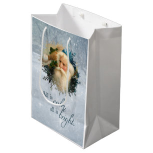 Sac Cadeau Moyen Hiver vintage Père Noël personnalisé