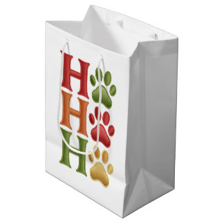 Sac Cadeau Moyen Ho Ho Ho Dog Paws