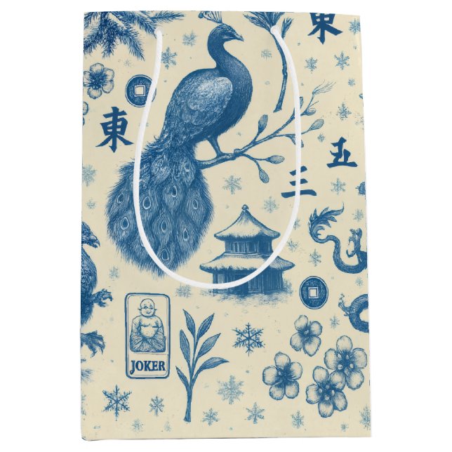 Sac Cadeau Moyen Holiday Mahjong Toile Charm Gift Bag (Devant)