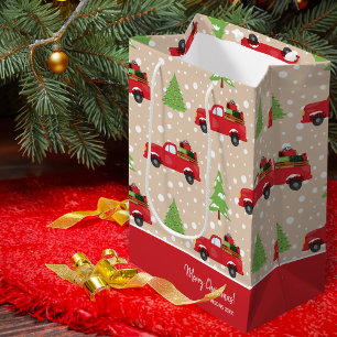 Sac Cadeau Moyen Holiday Tree with Vintage Camion Merry Christmas