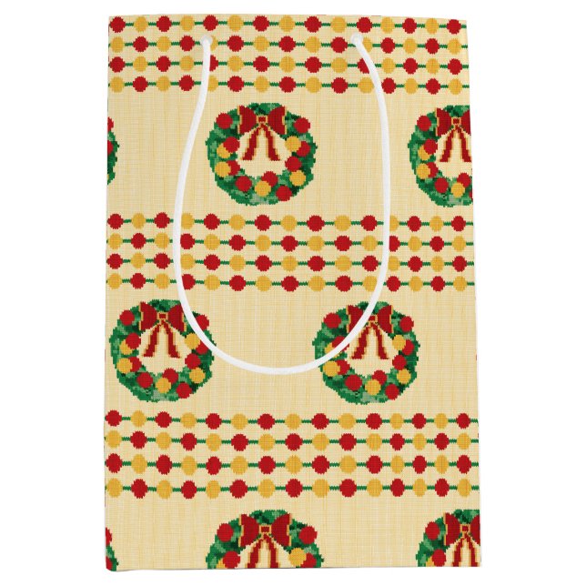 Sac Cadeau Moyen Holiday Wreath Knit (Devant)