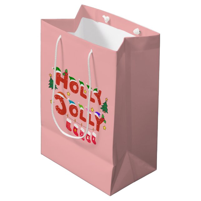 Sac Cadeau Moyen Holly Jolly (Devant Angle)
