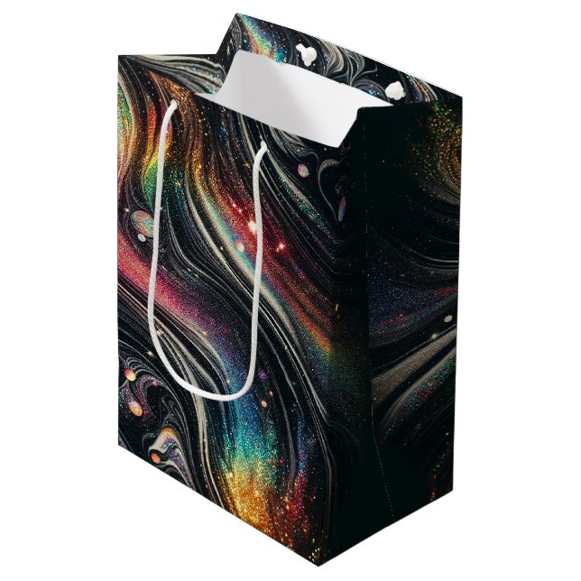 Sac Cadeau Moyen Holographique Parties scintillant arc-en-ciel les  (Devant Angle)