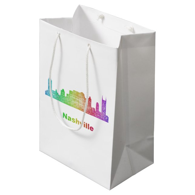 Sac Cadeau Moyen Horizon de Nashville d'arc-en-ciel (Devant Angle)