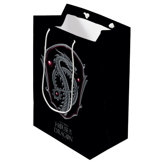 Sac Cadeau Moyen HOUSE OF THE DRAGON | Silver Dragon Crest (Devant Angle)