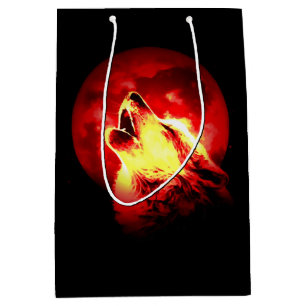 Sac Cadeau Moyen Howling Wolf à Red Night Matte