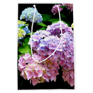 Sac Cadeau Moyen Hydrangea garden, rose, bleu, purple floral