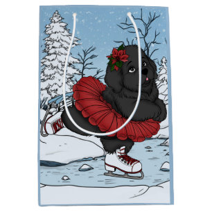 Sac Cadeau Moyen Icesking Terre-Neuve Puppy Winter Wonderland