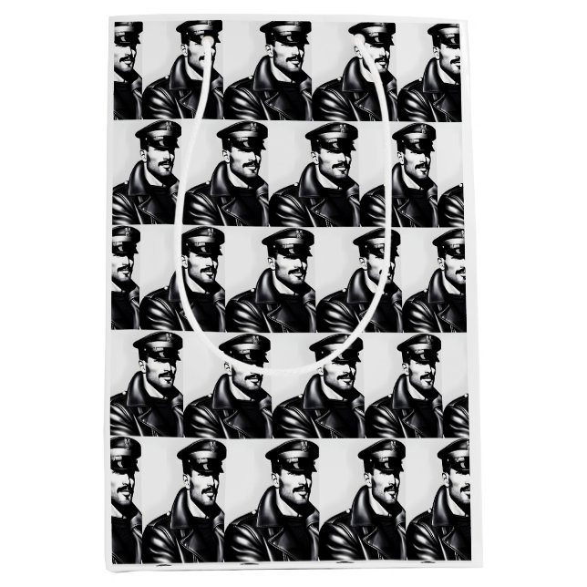 Sac Cadeau Moyen Icone LGBTQ Gay Leather papa (Devant)