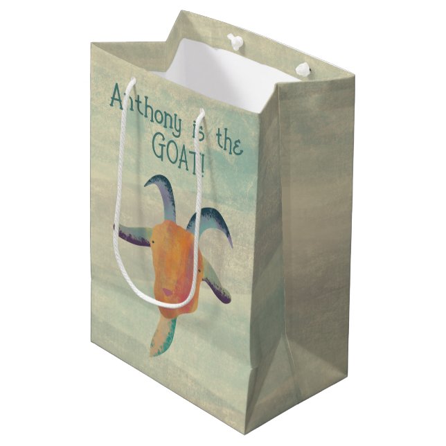 Sac Cadeau Moyen Illustration de chèvre peinte moderne personnalisé (Devant Angle)