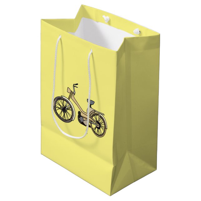 Sac Cadeau Moyen Illustration de moto jaune (Devant Angle)