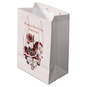 Sac Cadeau Moyen Image de cheval de carrousel fantaisiste pour anni