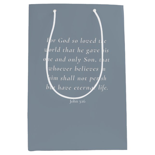 Sac Cadeau Moyen Image du verset biblique Jean 3:16 (Devant)