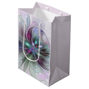 Sac Cadeau Moyen Imaginaire coloré Abstrait Fleur fractale moderne